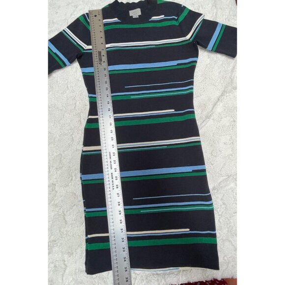 GREY Jason Wu Women's Small Crewneck Short Sleeve Multicolor Striped Knit Dress - Picture 8 of 8